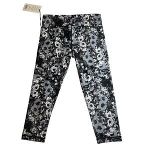 90 degree by reflex size L black white floral leggings gym athleisure core Yoga